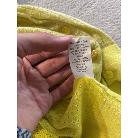 Cabi Sweater Women's Medium Open Knit Cardigan Sweater Style 706 Yellow Button - Picture 8 of 9